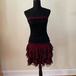 Strapless Maroon and Black Mini Dress Size Junior's Small
